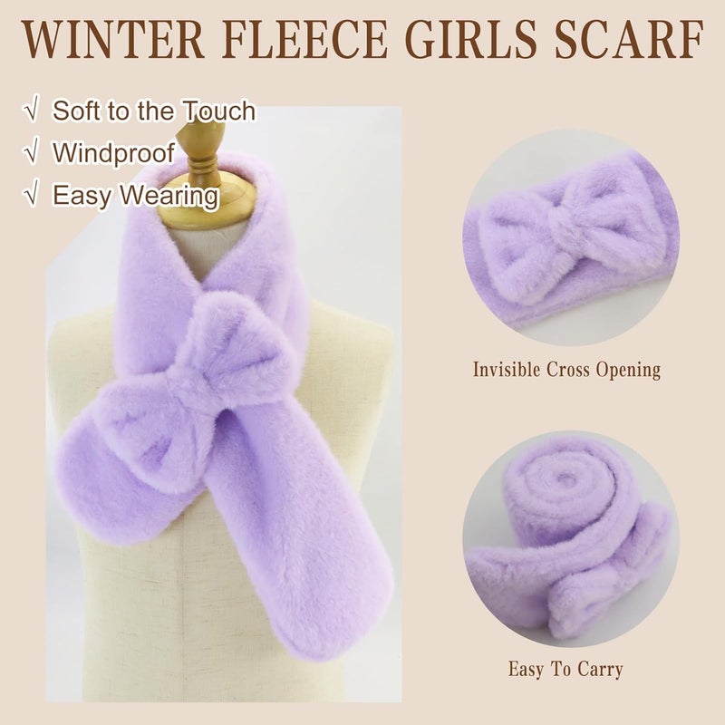 YATANAM Girls Scarf Fuzzy Fleece Kids Scarves Winter Warm Scarf Toddler Adjustable Soft Neck Warmer - Image 3
